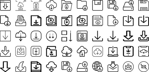 Set Of Download Icons Collection Isolated Silhouette Solid Icons Including Internet, Vector, Button, Download, File, Icon, Web Infographic Elements Logo Vector Illustration