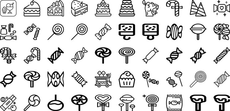Set Of Dessert Icons Collection Isolated Silhouette Solid Icons Including Cake, Sweet, Bakery, Delicious, Food, Dessert, Pastry Infographic Elements Logo Vector Illustration