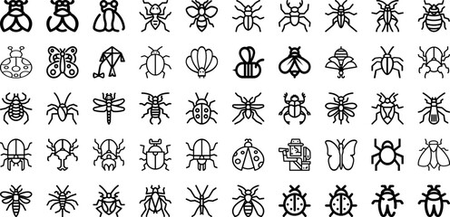 Set Of Insect Icons Collection Isolated Silhouette Solid Icons Including Set, Bug, Beetle, Dragonfly, Vector, Ladybug, Insect Infographic Elements Logo Vector Illustration