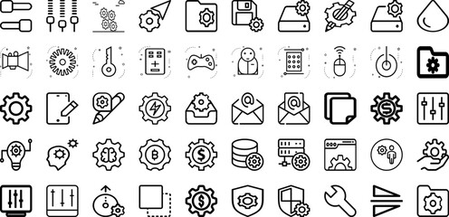 Fototapeta na wymiar Set Of Setting Icons Collection Isolated Silhouette Solid Icons Including Illustration, Vector, Symbol, Gear, Business, Icon, Technology Infographic Elements Logo Vector Illustration