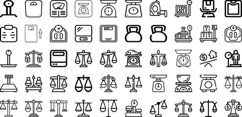 Set Of Scale Icons Collection Isolated Silhouette Solid Icons Including Weight, Balance, Measure, Measurement, Scale, Icon, Symbol Infographic Elements Logo Vector Illustration