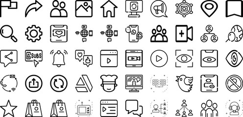 Set Of Social Icons Collection Isolated Silhouette Solid Icons Including Social, Web, Marketing, Media, Communication, Network, Business Infographic Elements Logo Vector Illustration