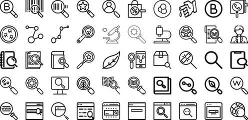 Set Of Search Icons Collection Isolated Silhouette Solid Icons Including Search, Internet, Interface, Web, Design, Icon, Find Infographic Elements Logo Vector Illustration