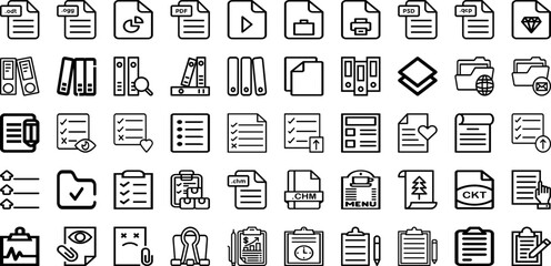 Set Of Document Icons Collection Isolated Silhouette Solid Icons Including Management, Business, Folder, Information, File, Office, Document Infographic Elements Logo Vector Illustration