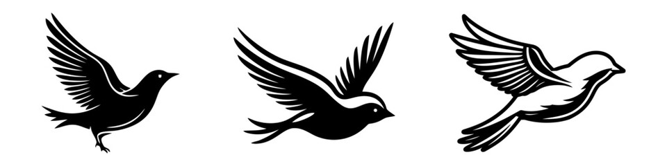 Birds icon set. Vector logo set isolated on white background