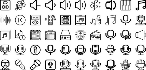 Set Of Audio Icons Collection Isolated Silhouette Solid Icons Including Digital, Vector, Line, Music, Audio, Voice, Sound Infographic Elements Logo Vector Illustration