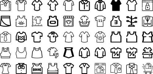 Set Of Shirt Icons Collection Isolated Silhouette Solid Icons Including Front, Clothing, Shirt, Design, Casual, Template, White Infographic Elements Logo Vector Illustration