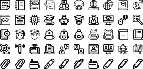 Set Of Study Icons Collection Isolated Silhouette Solid Icons Including College, University, School, Study, Student, Education, Learning Infographic Elements Logo Vector Illustration