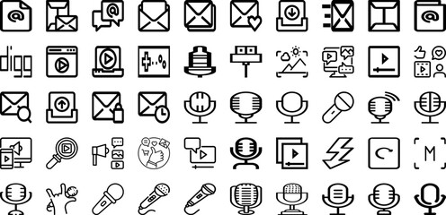 Set Of Media Icons Collection Isolated Silhouette Solid Icons Including Web, Media, Marketing, Network, Internet, Social, Business Infographic Elements Logo Vector Illustration