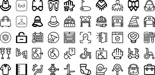 Set Of Access Icons Collection Isolated Silhouette Solid Icons Including Disabled, Digital, Access, Technology, Concept, Accessibility, Symbol Infographic Elements Logo Vector Illustration