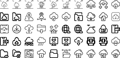 Set Of Cloud Icons Collection Isolated Silhouette Solid Icons Including Vector, Cloud, Air, White, Background, Sky, Blue Infographic Elements Logo Vector Illustration