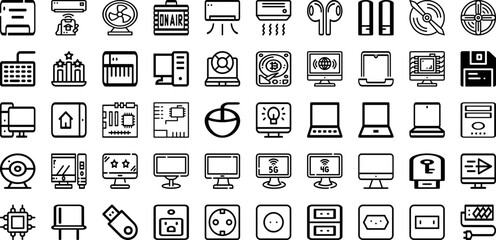 Set Of Electronics Icons Collection Isolated Silhouette Solid Icons Including Technology, Electronic, Device, Electronics, Computer, Digital, Equipment Infographic Elements Logo Vector Illustration