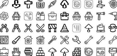 Set Of Repair Icons Collection Isolated Silhouette Solid Icons Including Maintenance, Fix, Work, Service, Tool, Repair, Equipment Infographic Elements Logo Vector Illustration