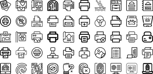 Set Of Print Icons Collection Isolated Silhouette Solid Icons Including Design, Print, White, Illustration, Animal, Black, Vector Infographic Elements Logo Vector Illustration