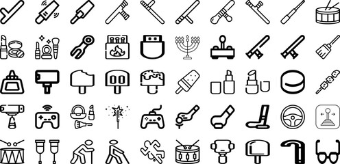 Set Of Stick Icons Collection Isolated Silhouette Solid Icons Including Isolated, White, Wood, Wooden, Object, Vector, Stick Infographic Elements Logo Vector Illustration