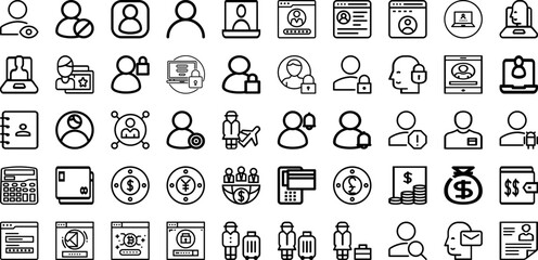 Set Of Account Icons Collection Isolated Silhouette Solid Icons Including Internet, Vector, Business, Technology, Account, Background, People Infographic Elements Logo Vector Illustration