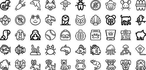 Set Of Animals Icons Collection Isolated Silhouette Solid Icons Including Wildlife, Cartoon, Animal, Cute, Illustration, Set, Character Infographic Elements Logo Vector Illustration