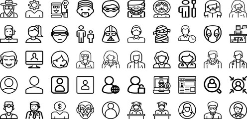 Set Of Avatar Icons Collection Isolated Silhouette Solid Icons Including Person, Man, Avatar, People, Female, Human, Face Infographic Elements Logo Vector Illustration