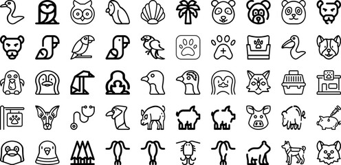 Set Of Animal Icons Collection Isolated Silhouette Solid Icons Including Wildlife, Illustration, Set, Cartoon, Animal, Character, Cute Infographic Elements Logo Vector Illustration