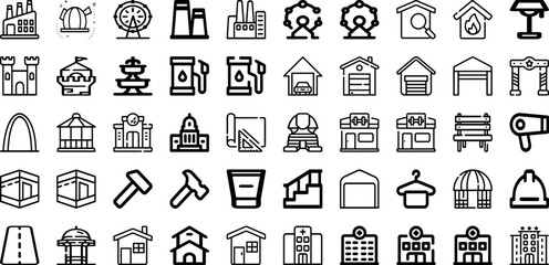 Set Of Architecture Icons Collection Isolated Silhouette Solid Icons Including Design, Construction, Building, Background, Architecture, Structure, Modern Infographic Elements Logo Vector Illustration