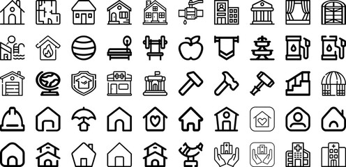 Set Of Building Icons Collection Isolated Silhouette Solid Icons Including City, Architecture, Urban, Building, Business, Construction, Office Infographic Elements Logo Vector Illustration