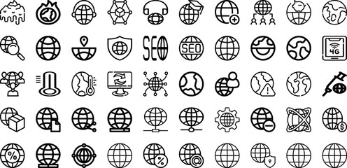 Set Of Global Icons Collection Isolated Silhouette Solid Icons Including Network, Concept, Background, Technology, Global, Business, Internet Infographic Elements Logo Vector Illustration