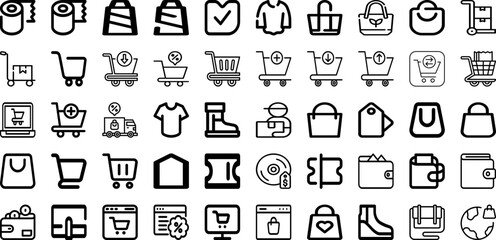 Set Of Shopping Icons Collection Isolated Silhouette Solid Icons Including Shop, Sale, Promotion, Store, Buy, Discount, Business Infographic Elements Logo Vector Illustration