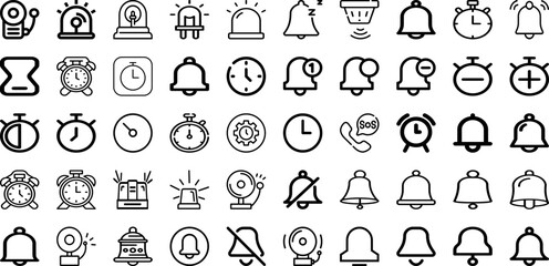 Set Of Alarm Icons Collection Isolated Silhouette Solid Icons Including Hour, Alert, Isolated, Alarm, Reminder, Object, Clock Infographic Elements Logo Vector Illustration