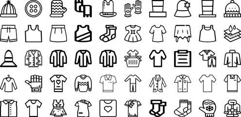 Set Of Cloth Icons Collection Isolated Silhouette Solid Icons Including White, Background, Fashion, Clothing, Cloth, Clothes, Design Infographic Elements Logo Vector Illustration