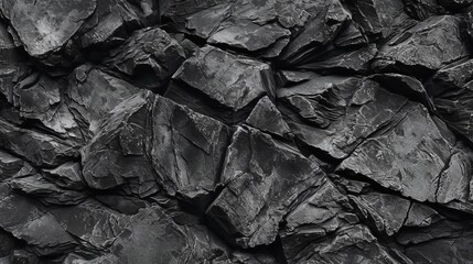 Black stone background. Dark gray grunge wallpaper. Mountain rock texture. Close-up. Volumetric. Generated by generative AI