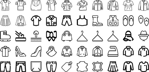 Set Of Clothing Icons Collection Isolated Silhouette Solid Icons Including Clothes, Cloth, White, Background, Design, Clothing, Fashion Infographic Elements Logo Vector Illustration