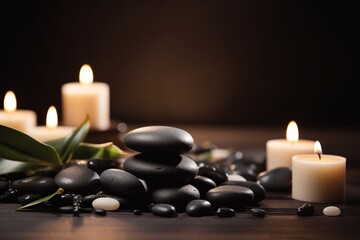 Spa composition with candles and zen stones AI Generative