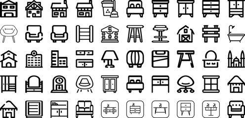 Set Of Interior Icons Collection Isolated Silhouette Solid Icons Including Home, Room, Wall, Interior, Apartment, Design, Modern Infographic Elements Logo Vector Illustration