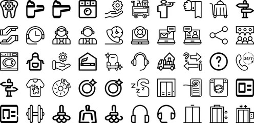 Set Of Service Icons Collection Isolated Silhouette Solid Icons Including Office, Support, Service, Person, Call, Customer, Business Infographic Elements Logo Vector Illustration