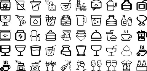 Set Of Drink Icons Collection Isolated Silhouette Solid Icons Including Happy, Lifestyle, Glass, Beverage, Young, Woman, Drink Infographic Elements Logo Vector Illustration