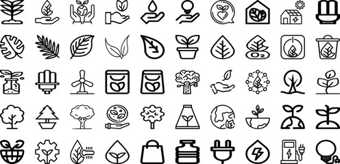 Set Of Ecology Icons Collection Isolated Silhouette Solid Icons Including Eco, Nature, Environment, Earth, Ecology, Plant, Green Infographic Elements Logo Vector Illustration