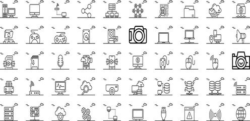 Fototapeta na wymiar Set Of Electronics Icons Collection Isolated Silhouette Solid Icons Including Computer, Equipment, Electronic, Technology, Device, Electronics, Digital Infographic Elements Logo Vector Illustration