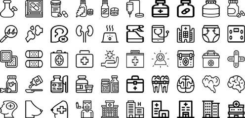 Set Of Healthcare Icons Collection Isolated Silhouette Solid Icons Including Clinic, Hospital, Medical, Medicine, Care, Doctor, Health Infographic Elements Logo Vector Illustration