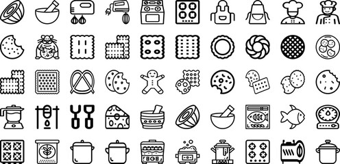 Set Of Cook Icons Collection Isolated Silhouette Solid Icons Including Cooking, Restaurant, Chef, Cook, Culinary, Kitchen, Food Infographic Elements Logo Vector Illustration