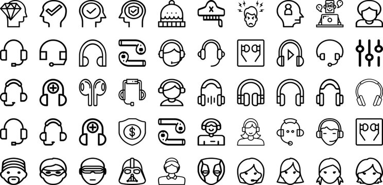 Set Of Head Icons Collection Isolated Silhouette Solid Icons Including Head, Graphic, Human, Vector, Design, Face, Illustration Infographic Elements Logo Vector Illustration