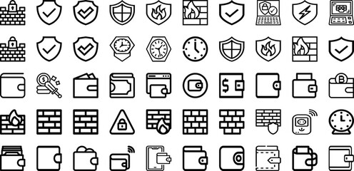 Set Of Wall Icons Collection Isolated Silhouette Solid Icons Including Abstract, Concrete, Vintage, Wall, Pattern, Texture, Material Infographic Elements Logo Vector Illustration