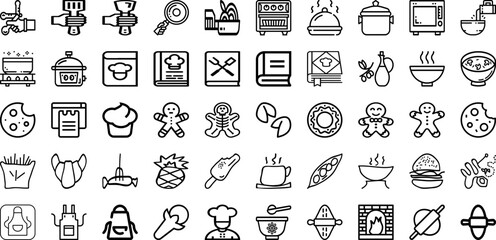Set Of Cook Icons Collection Isolated Silhouette Solid Icons Including Chef, Cooking, Cook, Restaurant, Food, Culinary, Kitchen Infographic Elements Logo Vector Illustration