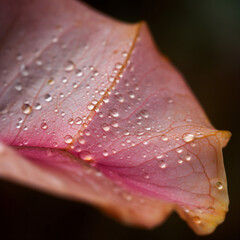 Fototapeta premium Macro shot of a pink flower with water droplets on it Generative Ai