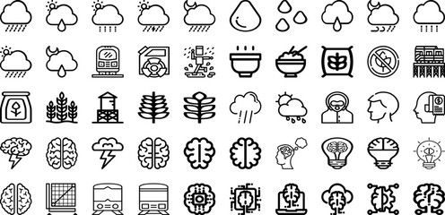 Set Of Rain Icons Collection Isolated Silhouette Solid Icons Including Wet, Weather, Water, Rain, Drop, Nature, Background Infographic Elements Logo Vector Illustration