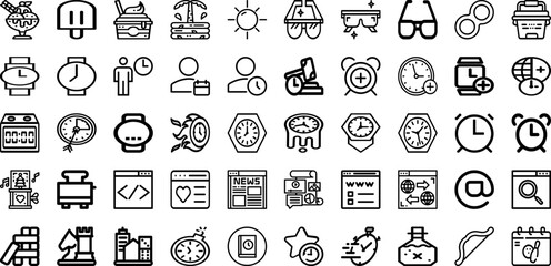 Set Of Time Icons Collection Isolated Silhouette Solid Icons Including Sign, Icon, Time, Clock, Vector, Graphic, Symbol Infographic Elements Logo Vector Illustration