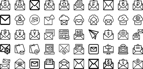 Set Of Mail Icons Collection Isolated Silhouette Solid Icons Including Message, Letter, Sign, Icon, Email, Mail, Vector Infographic Elements Logo Vector Illustration