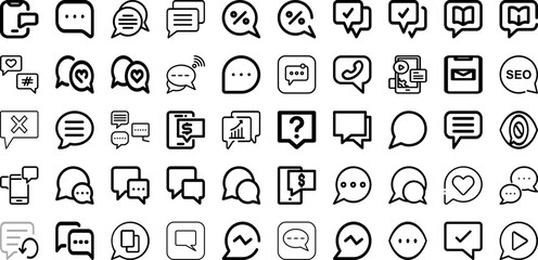 Set Of Chat Icons Collection Isolated Silhouette Solid Icons Including Robot, Speech, Message, Communication, Chat, Conversation, Support Infographic Elements Logo Vector Illustration