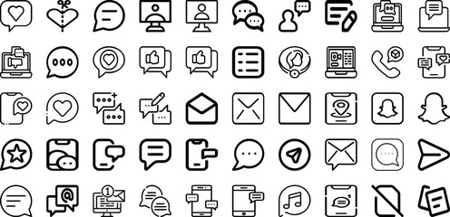 Set Of Chat Icons Collection Isolated Silhouette Solid Icons Including Chat, Message, Communication, Speech, Robot, Conversation, Support Infographic Elements Logo Vector Illustration