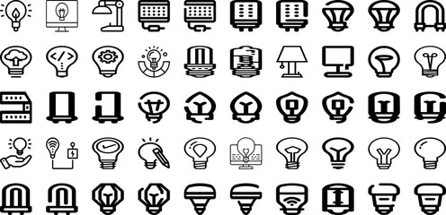 Set Of Bulb Icons Collection Isolated Silhouette Solid Icons Including Electricity, Lightbulb, Symbol, Energy, Light, Lamp, Bulb Infographic Elements Logo Vector Illustration