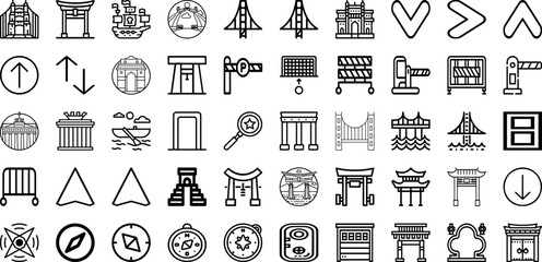 Set Of Gate Icons Collection Isolated Silhouette Solid Icons Including Door, Outdoor, Steel, Architecture, Entrance, Design, Gate Infographic Elements Logo Vector Illustration